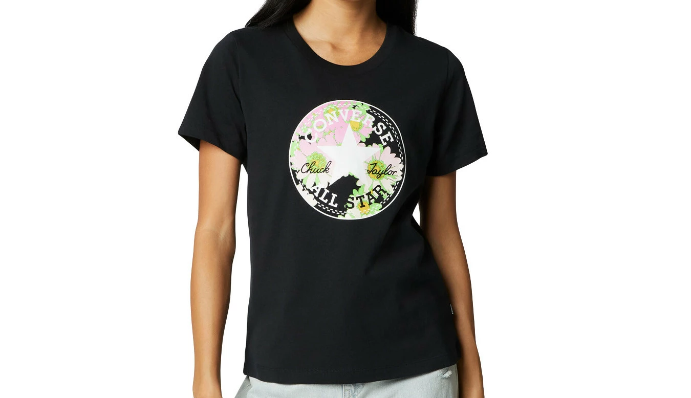 Converse Floral Print Patch T-shirt Black 3 Converse Floral Print Patch T-shirt Black