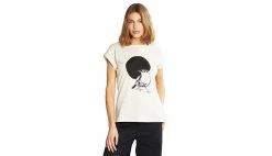 Dedicated T-shirt Visby Stina Bird Circle Oat White White
