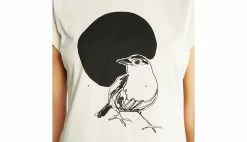 Dedicated T-shirt Visby Stina Bird Circle Oat White White -shooos shop 20491
