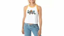 Vans Stacked Floral Tank White -shooos shop vans stacked floral tank