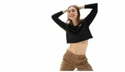 Vans Wmn´s Long Sleeve Cropped T-shirt Black -shooos shop vn0a4ouqblk